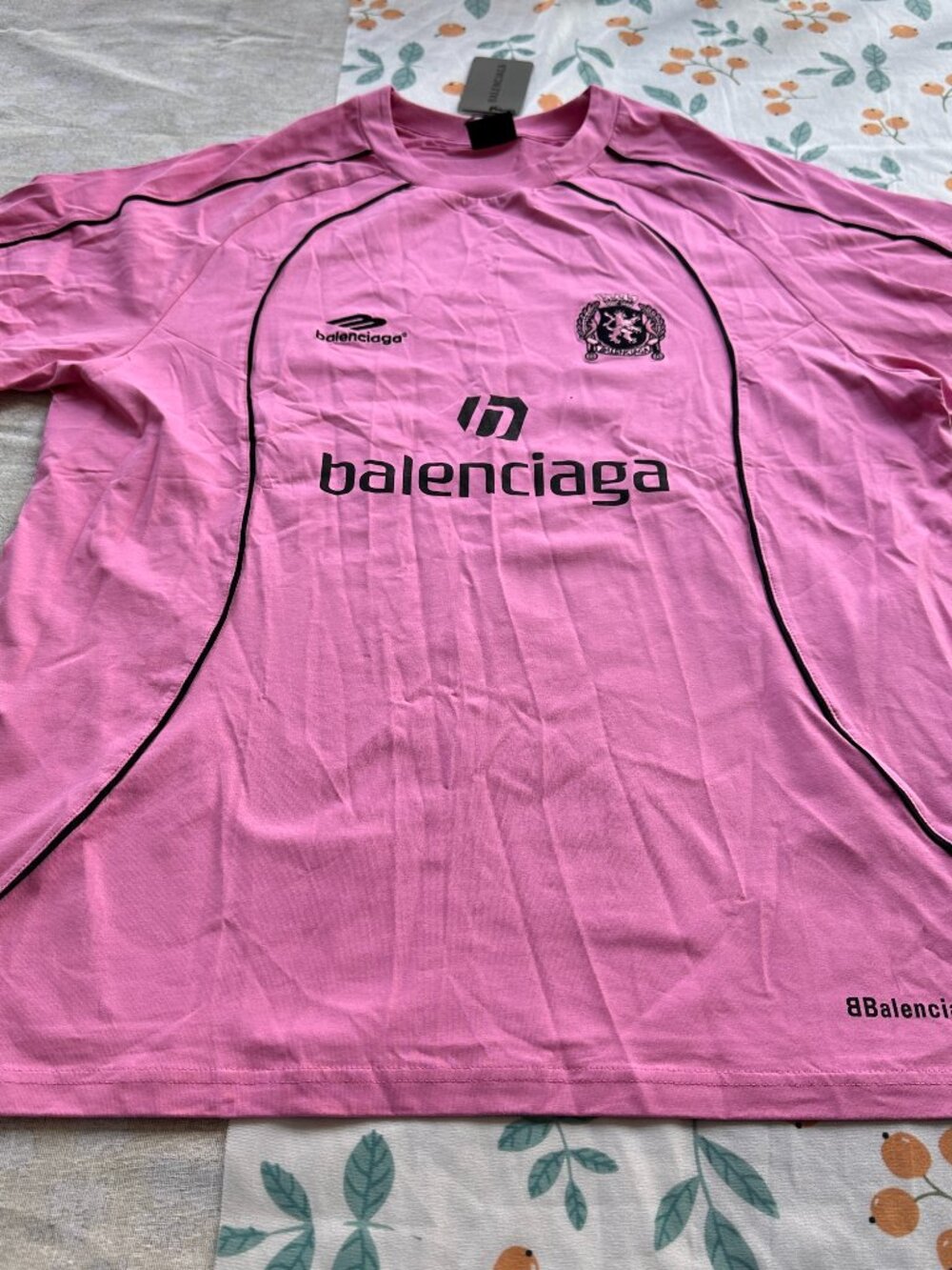 Balenciaga Pink Football-Style Short-Sleeved T-Shirt